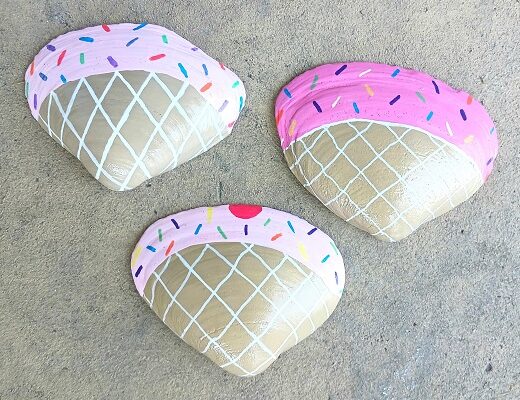 Painted Ice Cream Cones Clam Shells Seashell Designs