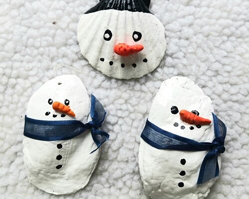 3 Easy-to-Make Snowman Seashell Christmas Tree Ornaments