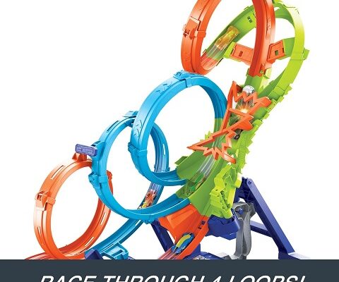 Hot Wheels Toy Car Race Track Set with 4 Loops