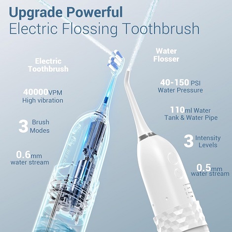 MarchPower Cordless Electric Toothbrush with Water Flosser