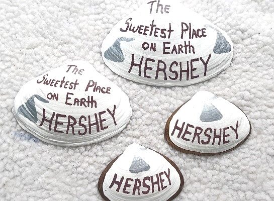 Hershey’s Kiss Hand Painted Clam Shells Seashell Designs