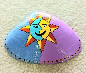 Hand Painted Night Day Sunshine Seashell Clam Shell Designs