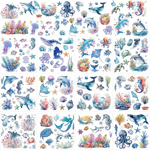 Sea and Ocean Animals Rub-on Transfers Decals for Crafts