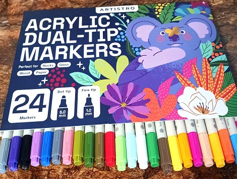 ARTISTRO 24 Acrylic Paint Markers for Rock and Seashell Painting