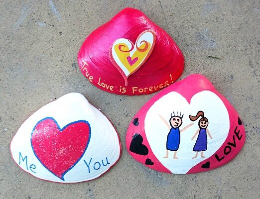 Hand Painted Valentine’s Day Seashell Greeting Cards