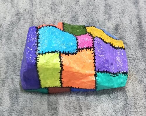 Hand Painted Faux Quilted Garden Yard Art Rocks