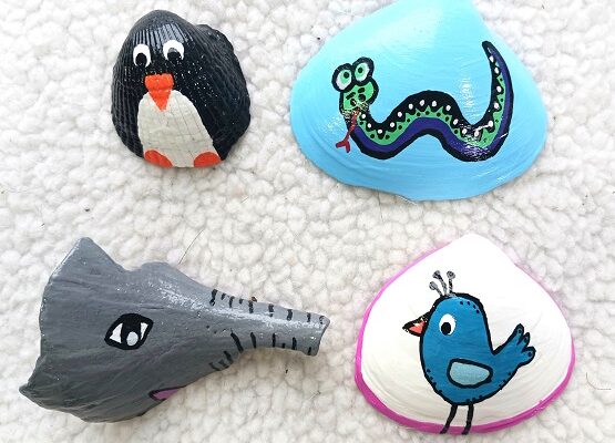 Hand Painted Zoo Animals Seashell Designs