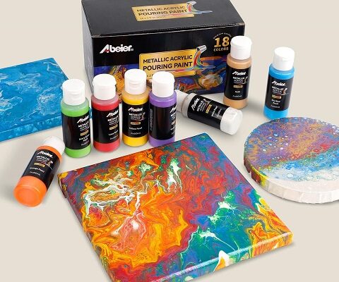 Pre-Mixed Metallic Acrylic Paint Pouring Set