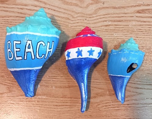 Hand Painted Whelk Seashells for Summer Decor