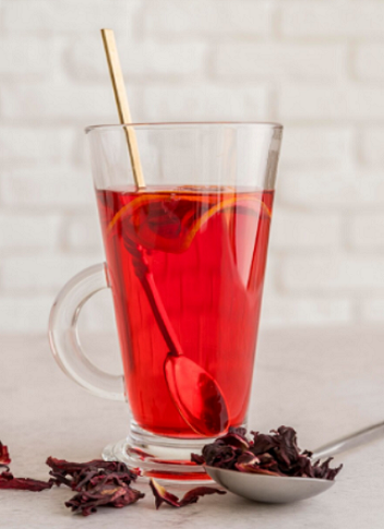 brewing hibiscus tea