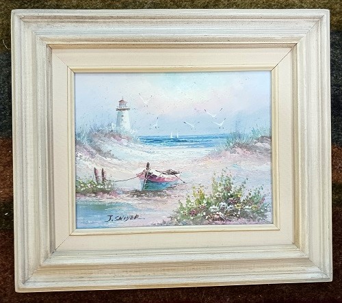 Coastal Beach Lighthouse Framed Wall Art