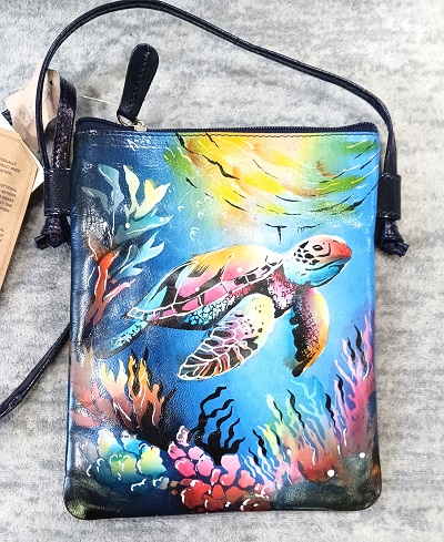 Hand-Painted Sea Turtle Cross-Body Bag