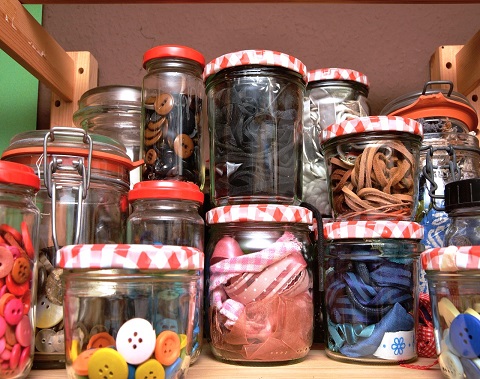 Re-Using Glass Jars to Get Organized in the Craft Room