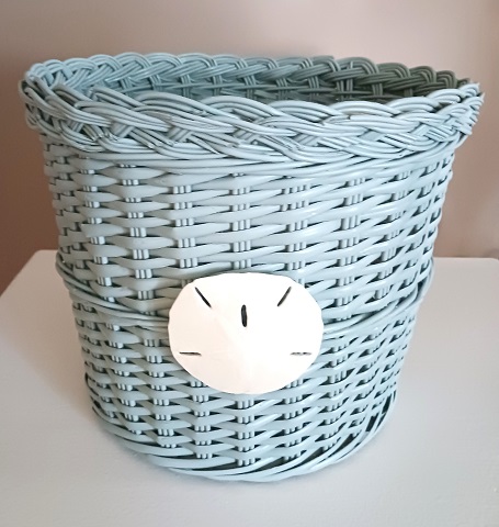 Sand Dollar Coastal Wicker Basket Upcycle