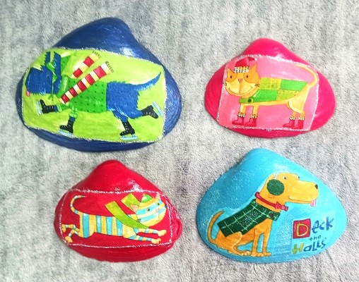 Decoupage and Painted Pet Themed Christmas Holiday Decor