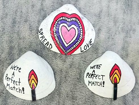 2 Hand Painted Valentine's Day Seashells