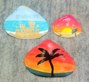 Tropical Beach Design Hand-Painted Seashells
