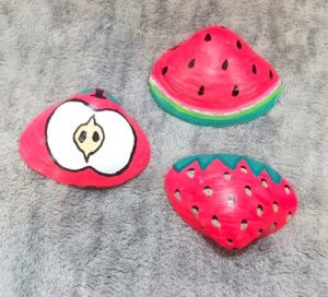 Hand Painted Strawberry, Apple and Watermelon Seashells for Summer