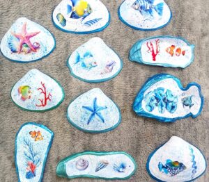 Coastal and Beach Designs Painted Seashells Wedding Decor