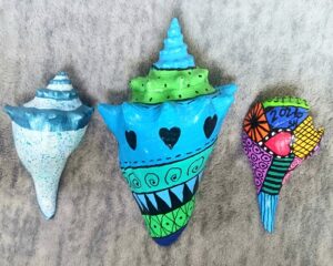 Hand Painted Whelk Shells and Conch Seashells