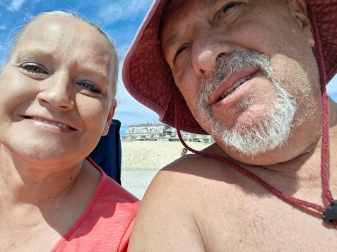 Sam and Shelly in North Wildwood, New Jersey enjoying the Beach!
