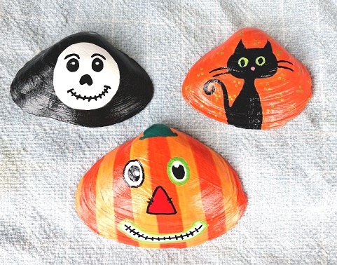 3 Easy to Paint Halloween Seashell Designs Party Favors